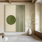 Green Circle and Lines Abstract Painting for Modern Minimalist Interiors GAB1370