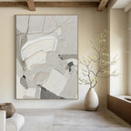 White Textured Abstract Composition Painting for Contemporary Art Galleries HENG509