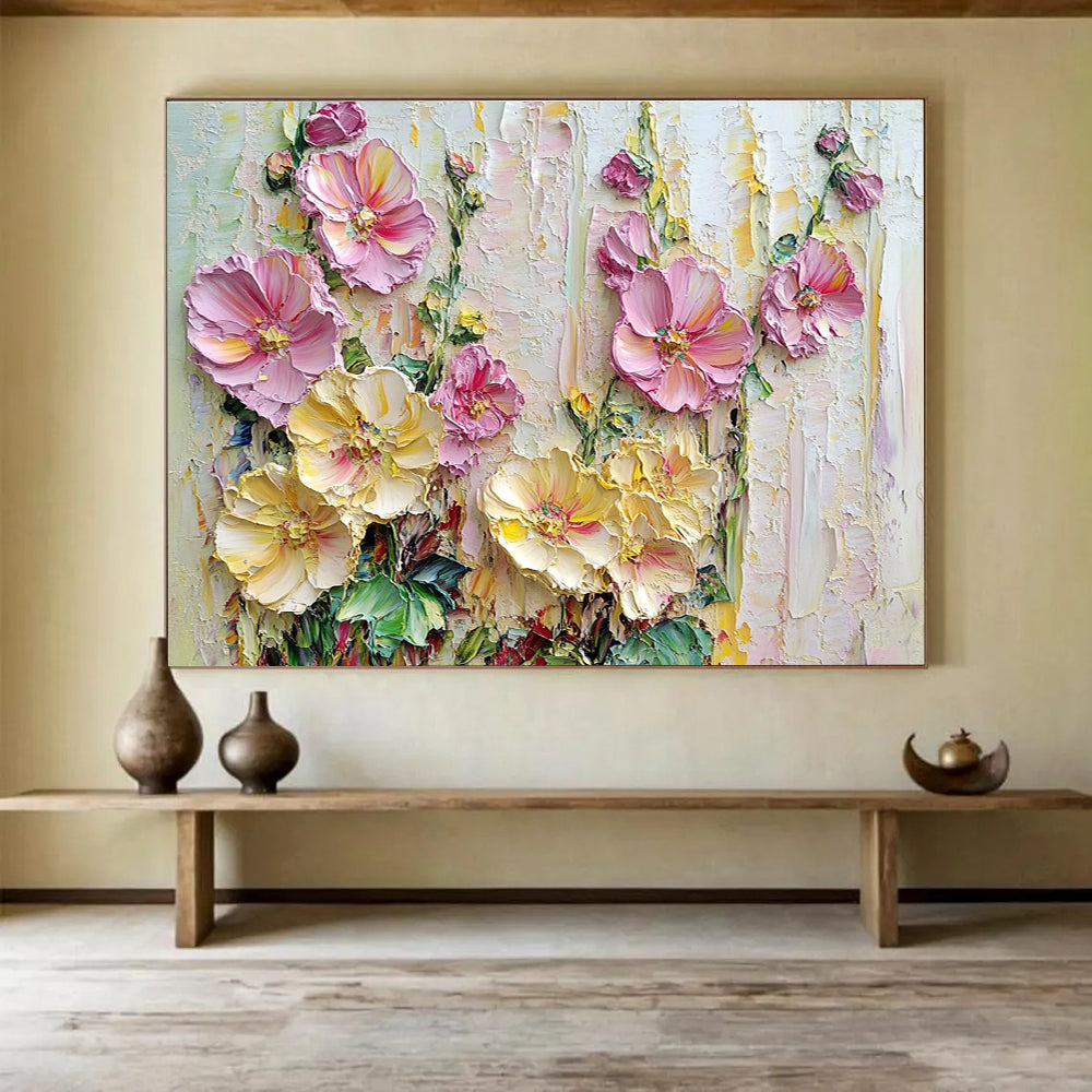 Textured Floral Bouquet Abstract Painting with Rich Details ABS600