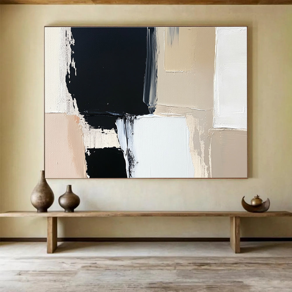 Geometric Color Blocks: Crisp Shapes in Neutral Tones Abstract Painting ABS174