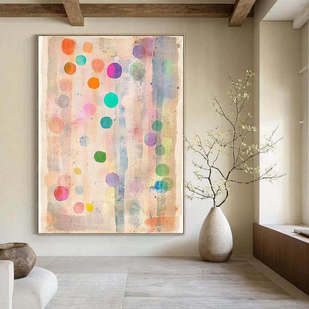 Colorful Dots Watercolor Abstract Painting of Playful Spots GAB0122