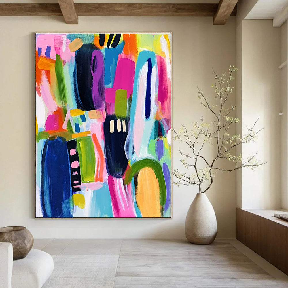 Vibrant Color Blocks Abstract Painting for Lively Interiors GAB0725