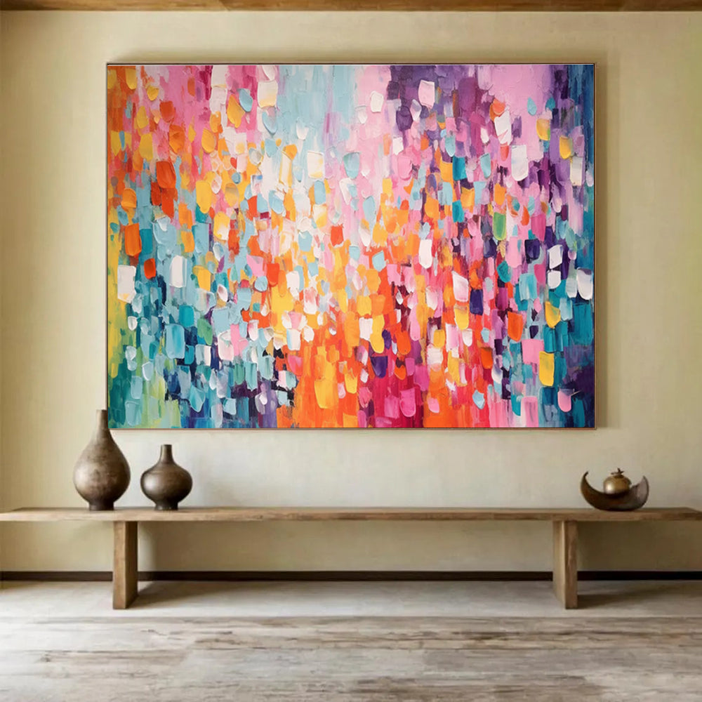 Colorful Impasto Abstract Painting for Vibrant Cafes YHT158
