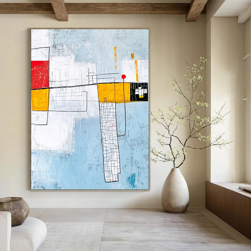 Red - Yellow Abstract Composition Painting for Industrial - Chic Lofts GAB1152