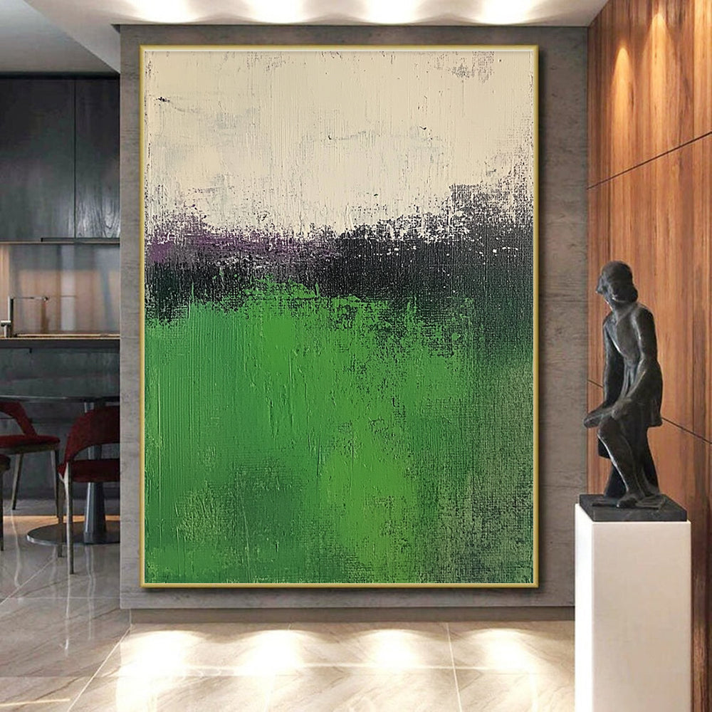 Green Purple Abstract Painting with Nature - Inspired Hues WINK568