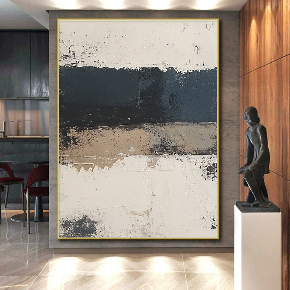 Monochrome Striped Abstract Painting with Subtle Textures WINK500