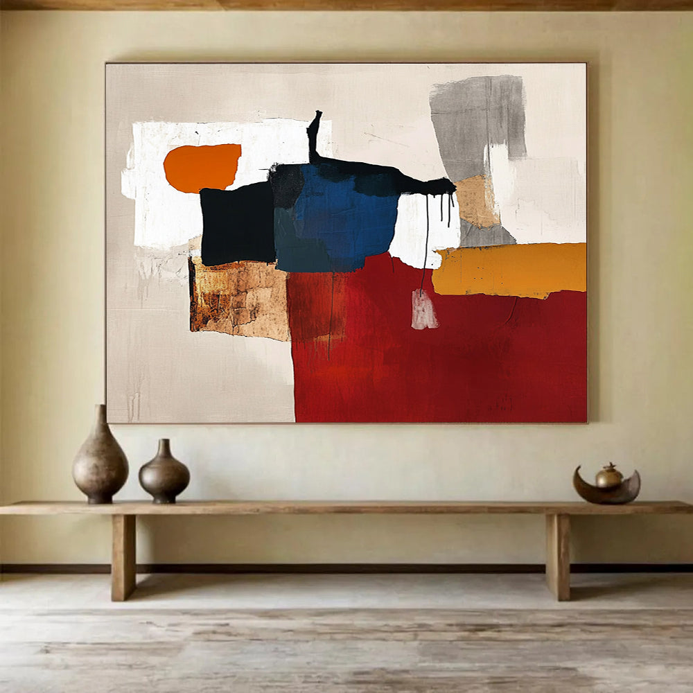 Color Block Collage Abstract Painting with Eclectic, Artistic Fusion ABS487