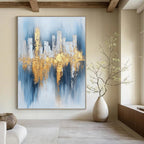 Cityscape with Gold Reflections - Urban Luxe Abstract Painting GAB0462