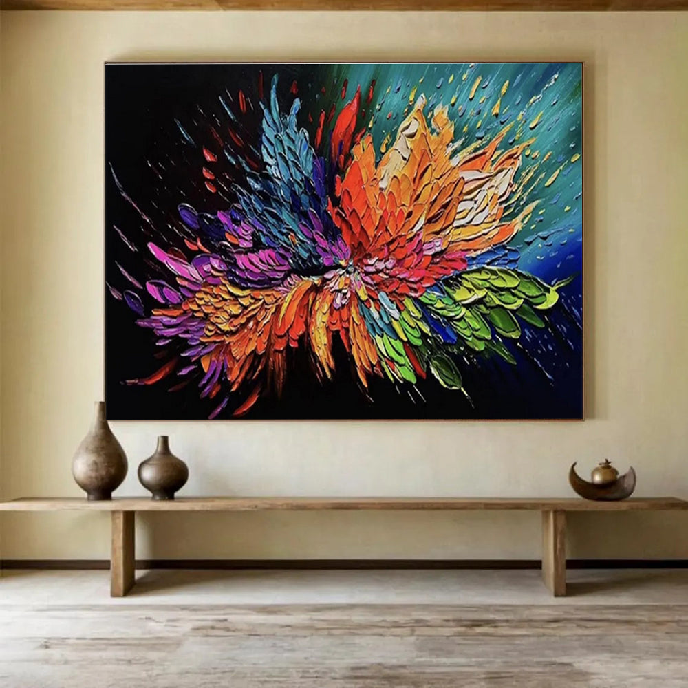 Colorful Flower Burst Abstract Painting for Lively Dining Rooms YHT294