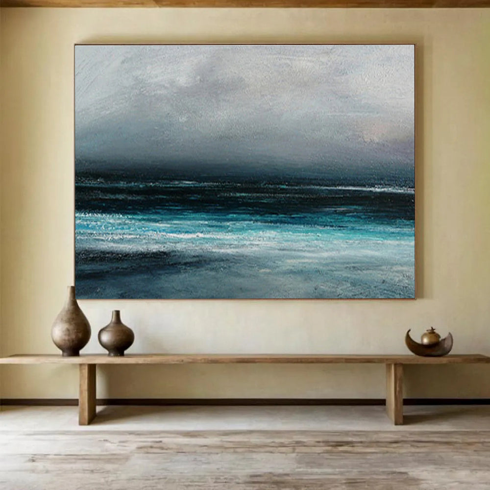 Dark Sea Abstract Mysterious Seascape Painting for Dramatic Spaces YHT034
