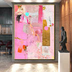 Eclectic Pink Collage Abstract Painting with Creative Fusion WINK257