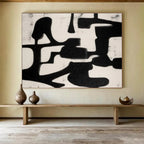 Bold Black - White Abstract Painting for Dramatic Spaces YHT062