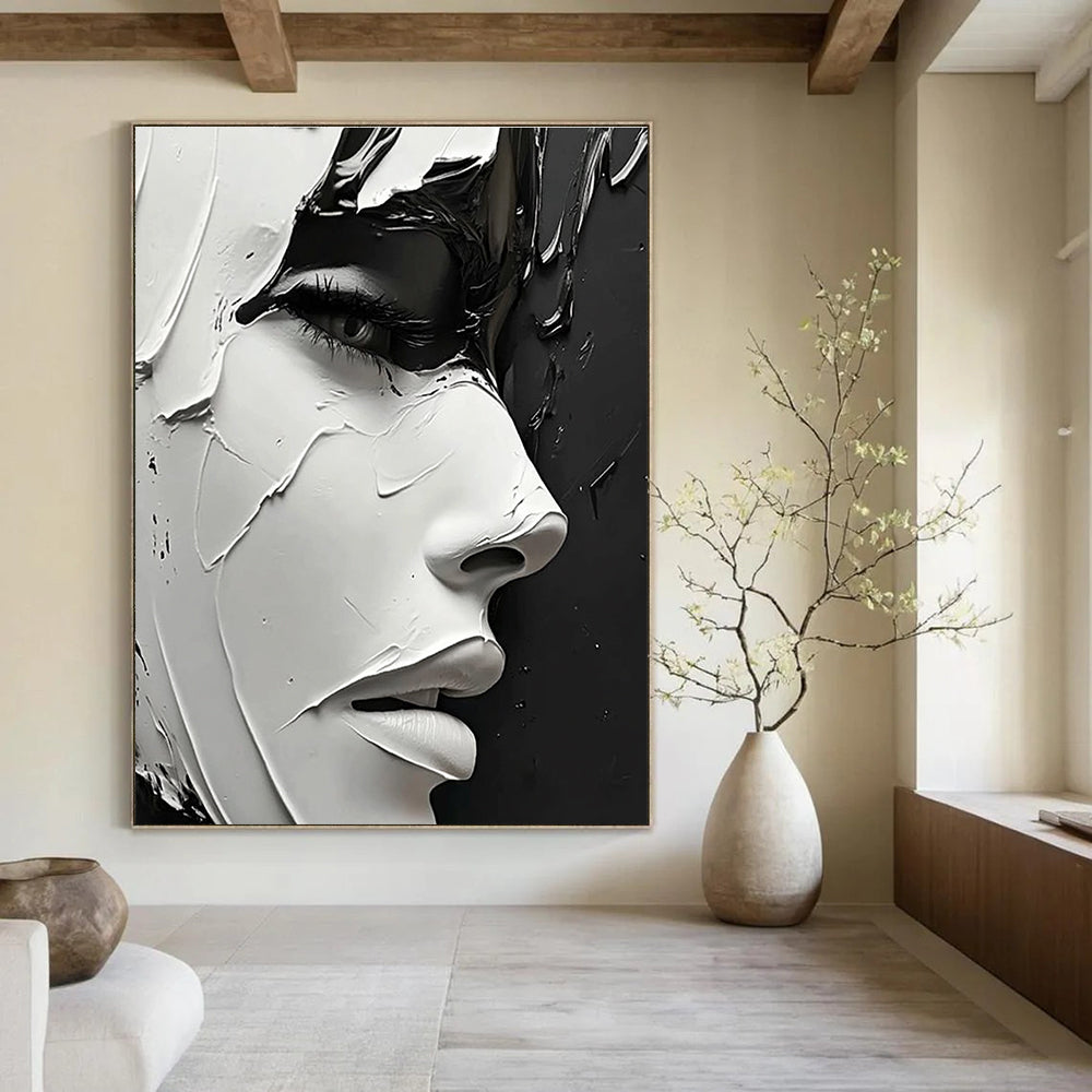 Textured Face Art Abstract Painting of Expressive Layers GAB0123