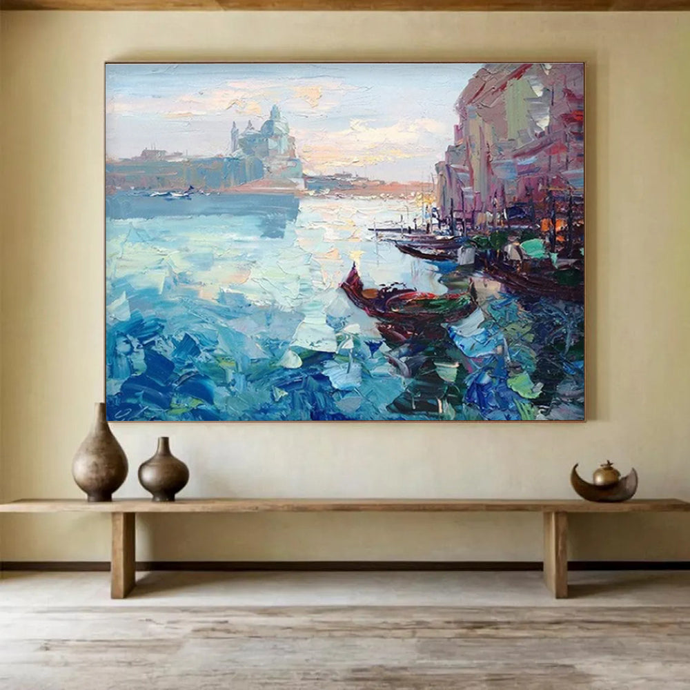 Venice Canal Repeat Abstract Painting for Italian - Inspired Home Decor Stores YHT466