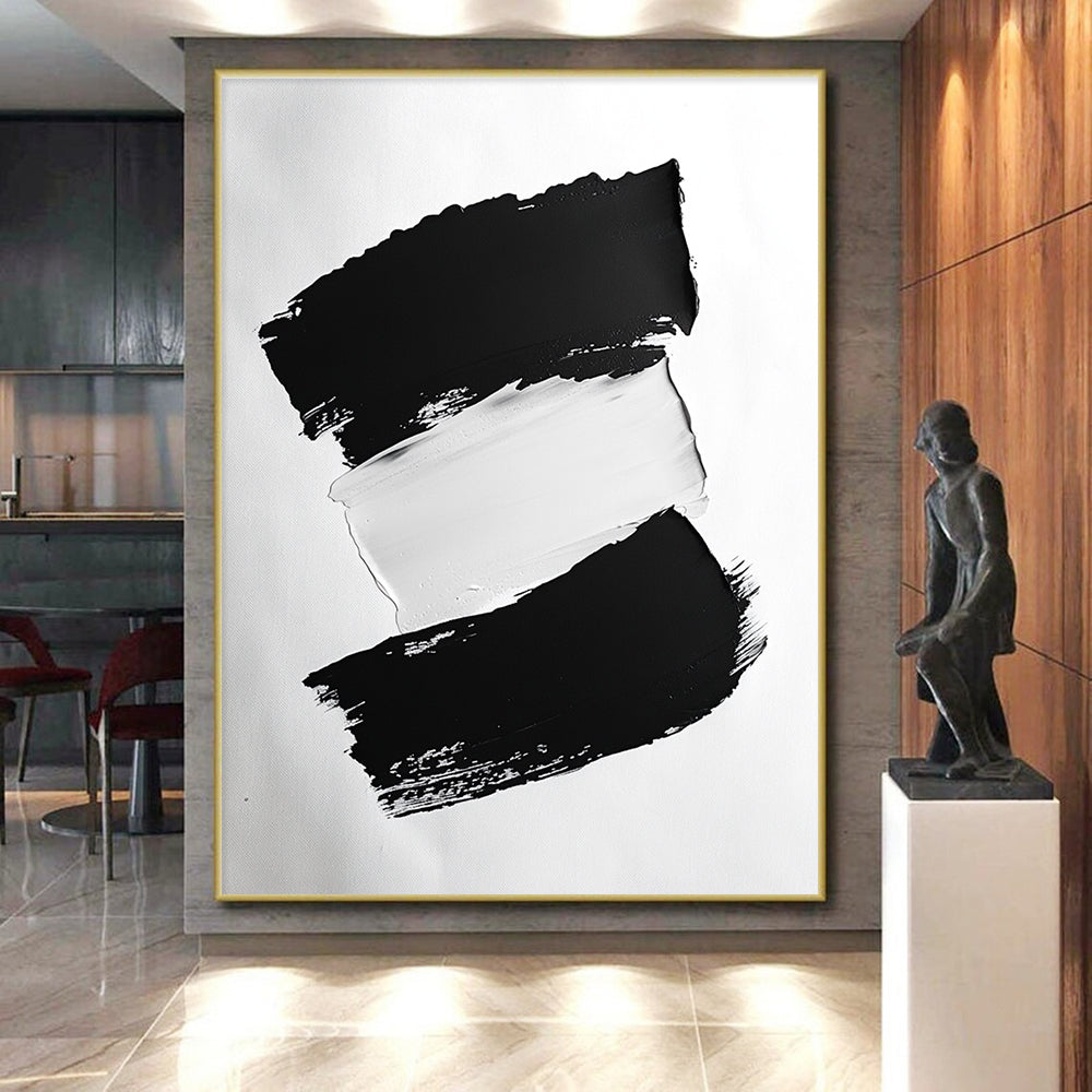 Minimalist Black and White Abstract Painting with Clean Forms WINK822
