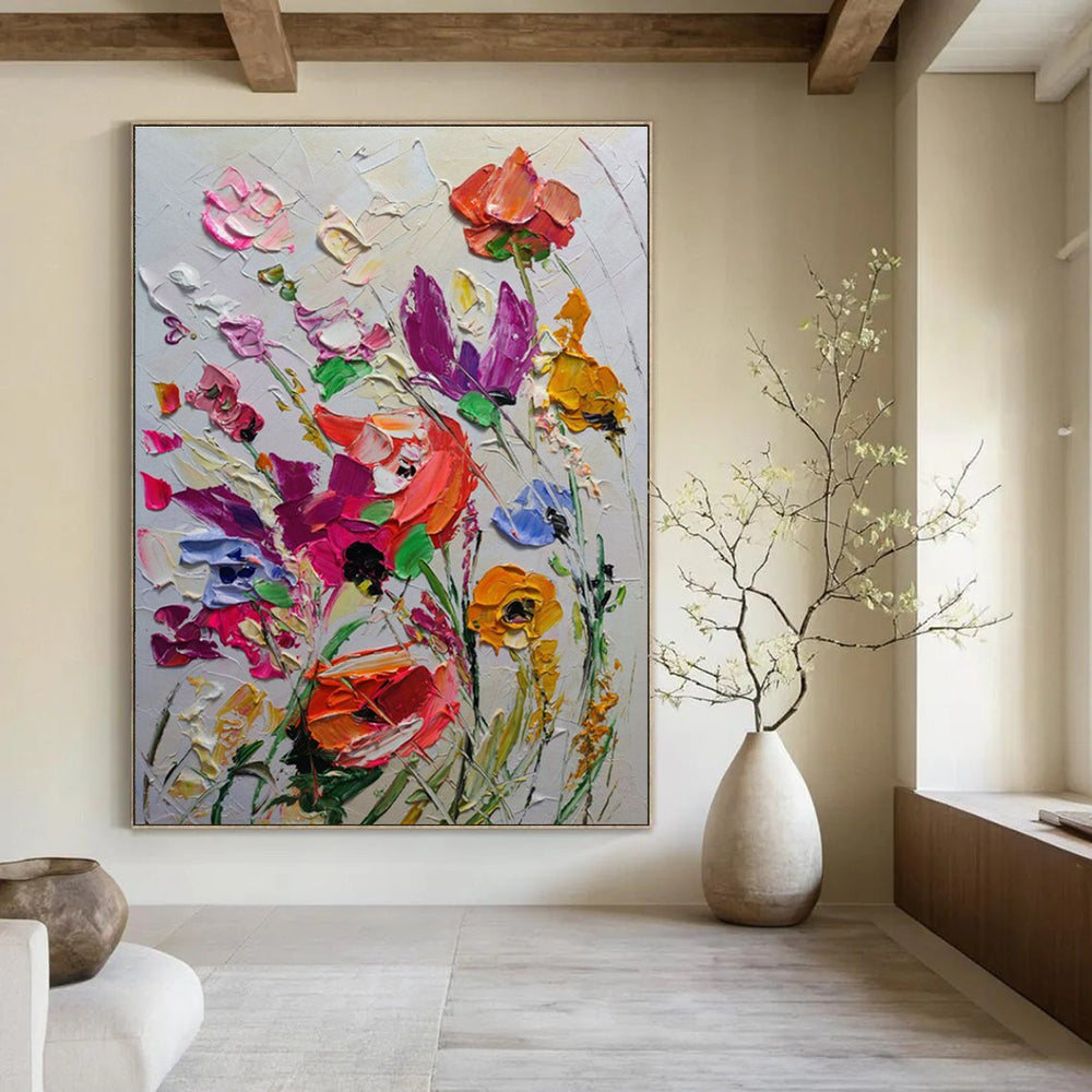 Lush Impasto Wildflowers Abstract Painting for Nature - Loving Spaces HENG265