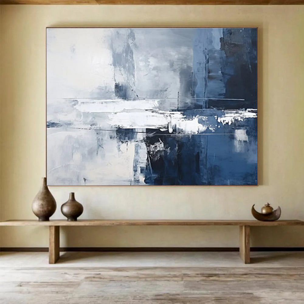 Blue - Grey Abstract Painting for Modern Offices YHT102