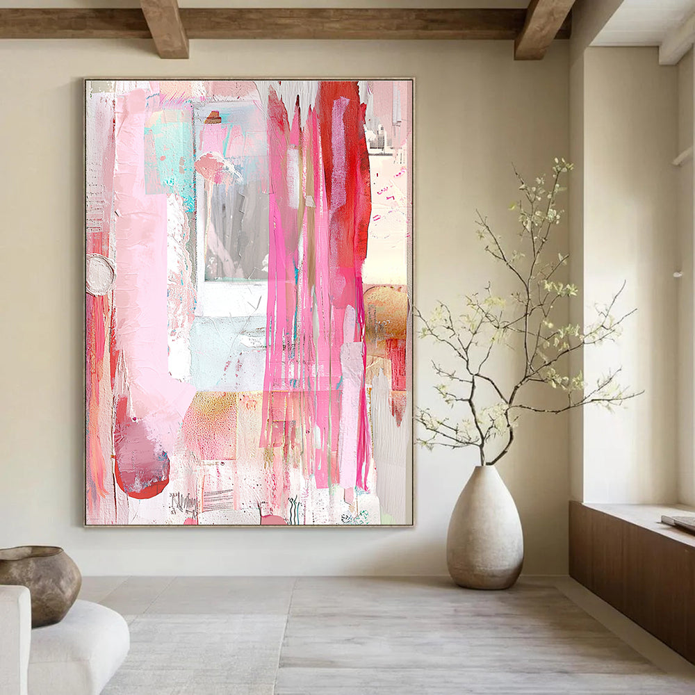 Pink Collage Abstract - Eclectic Mixed - Media Art GAB0393
