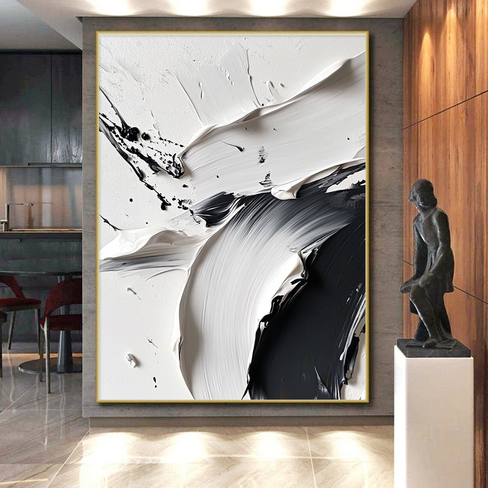 Black White Textured Abstract 2 Painting with Dramatic Depth WINK739