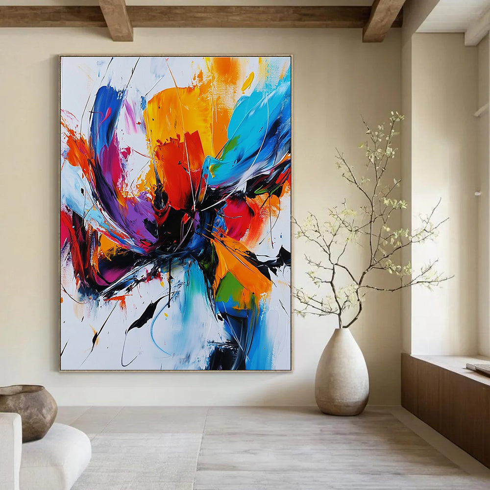 Vibrant Abstract Flower Painting for Bohemian - Styled Living Rooms GAB1141