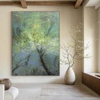 Enchanting Misty Forest Abstract Painting for Serene Spaces HENG247