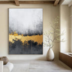 Industrial Chic Abstract Painting with Gold Drips GAB0663