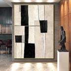 Neutral - Toned Abstract Painting with Geometric Forms WINK862
