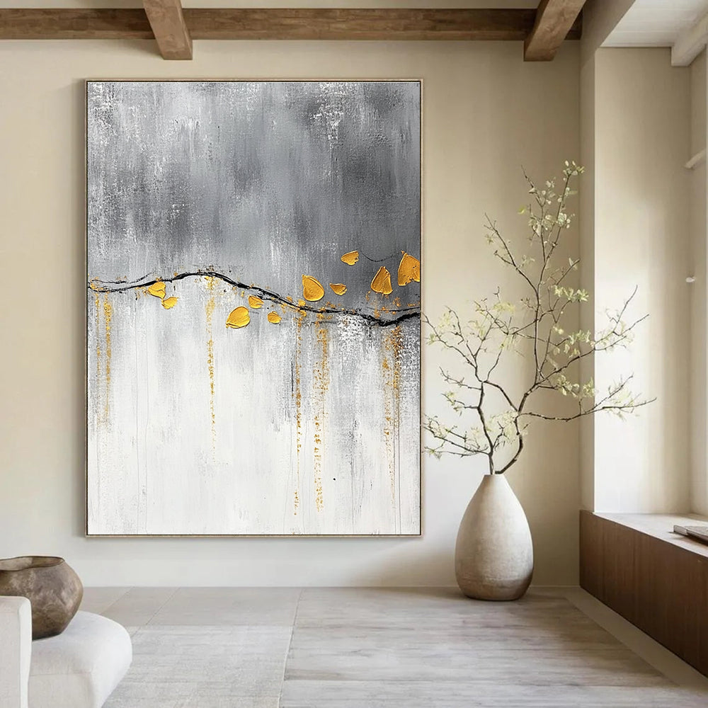 Gold - Branch Abstract Painting for Minimalist Home Offices GAB0863