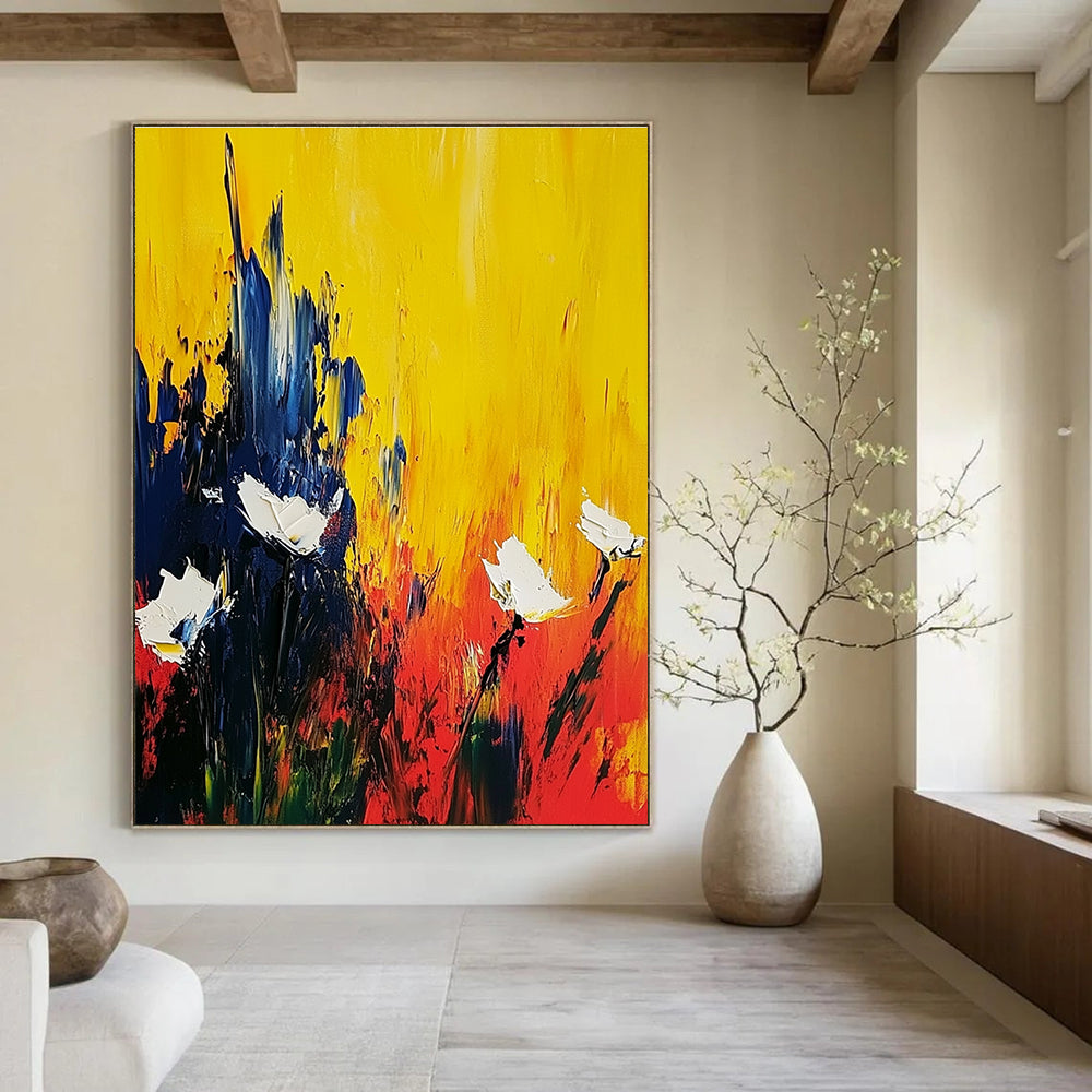 Bold Color - Clash Floral Abstract Painting for Art - Loving Restaurants GAB0875