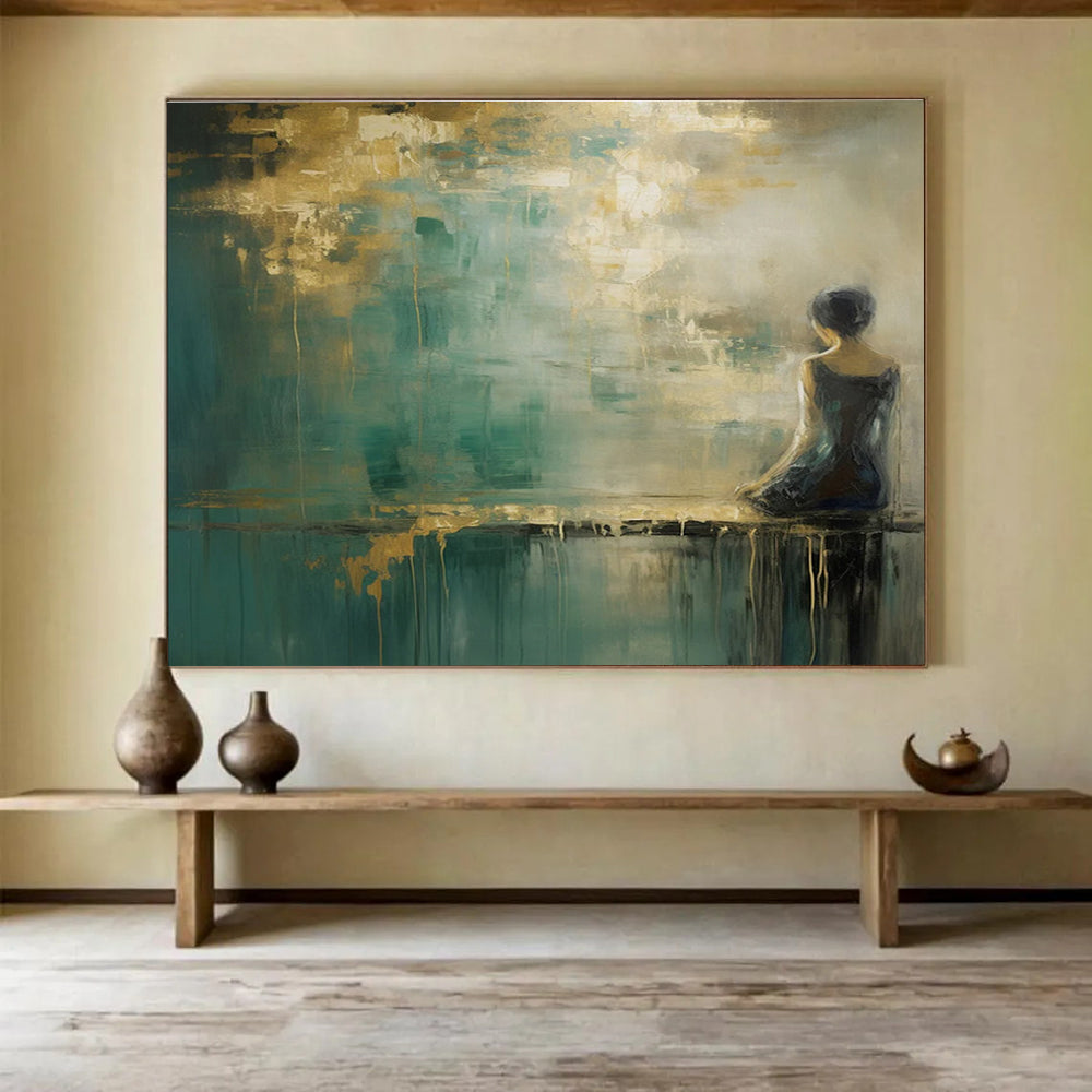 Woman by the Water Abstract Painting for Serene Interiors YHT086