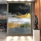 Black, Gold, and Gray Abstract Painting with Luxe Accents WINK248