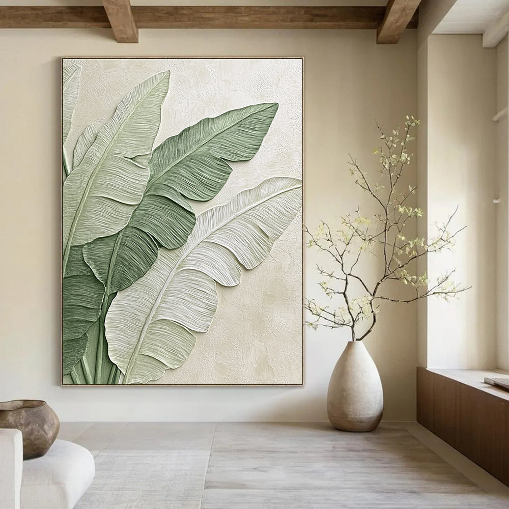 Layered Leaves Abstract Painting with Pastel Tones GAB0003