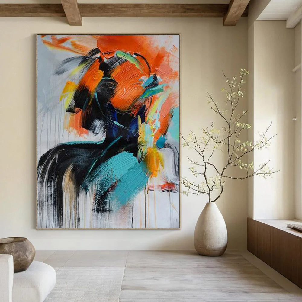 Colorful Abstract Portrait Painting for Modern Art Galleries HENG410