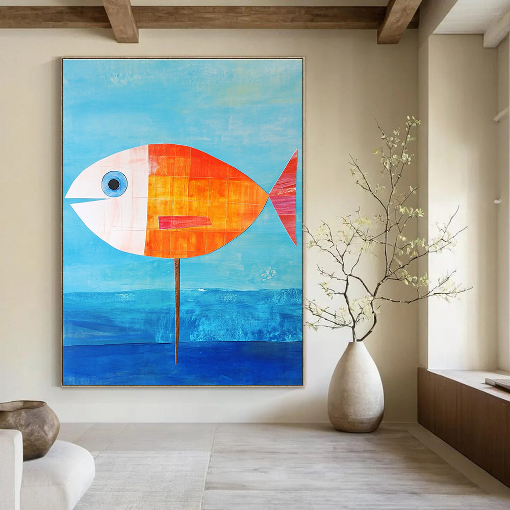 Fish on a Stick Abstract Painting of Quirky Creativity GAB0129
