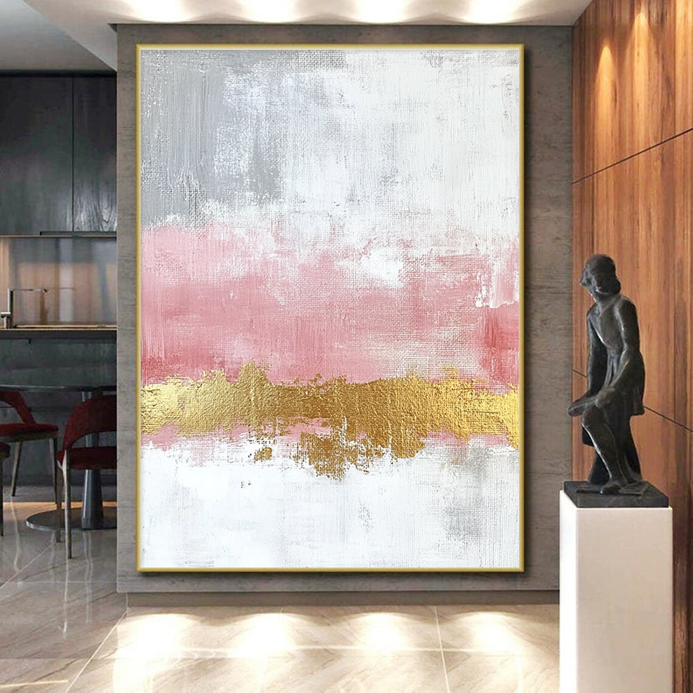 Pink Gold Abstract Painting with Elegant Warmth WINK330