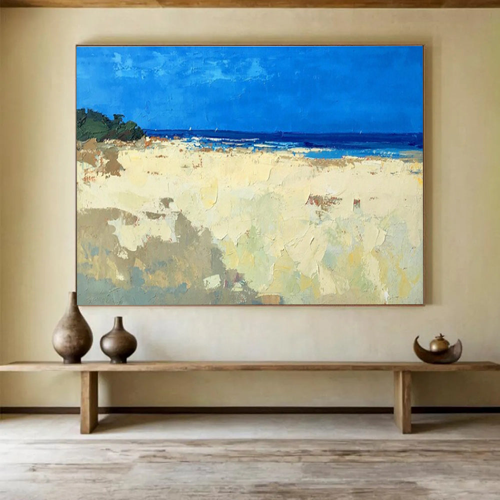 Minimalist Beach Abstract Painting for Modern Beachfront Offices YHT427