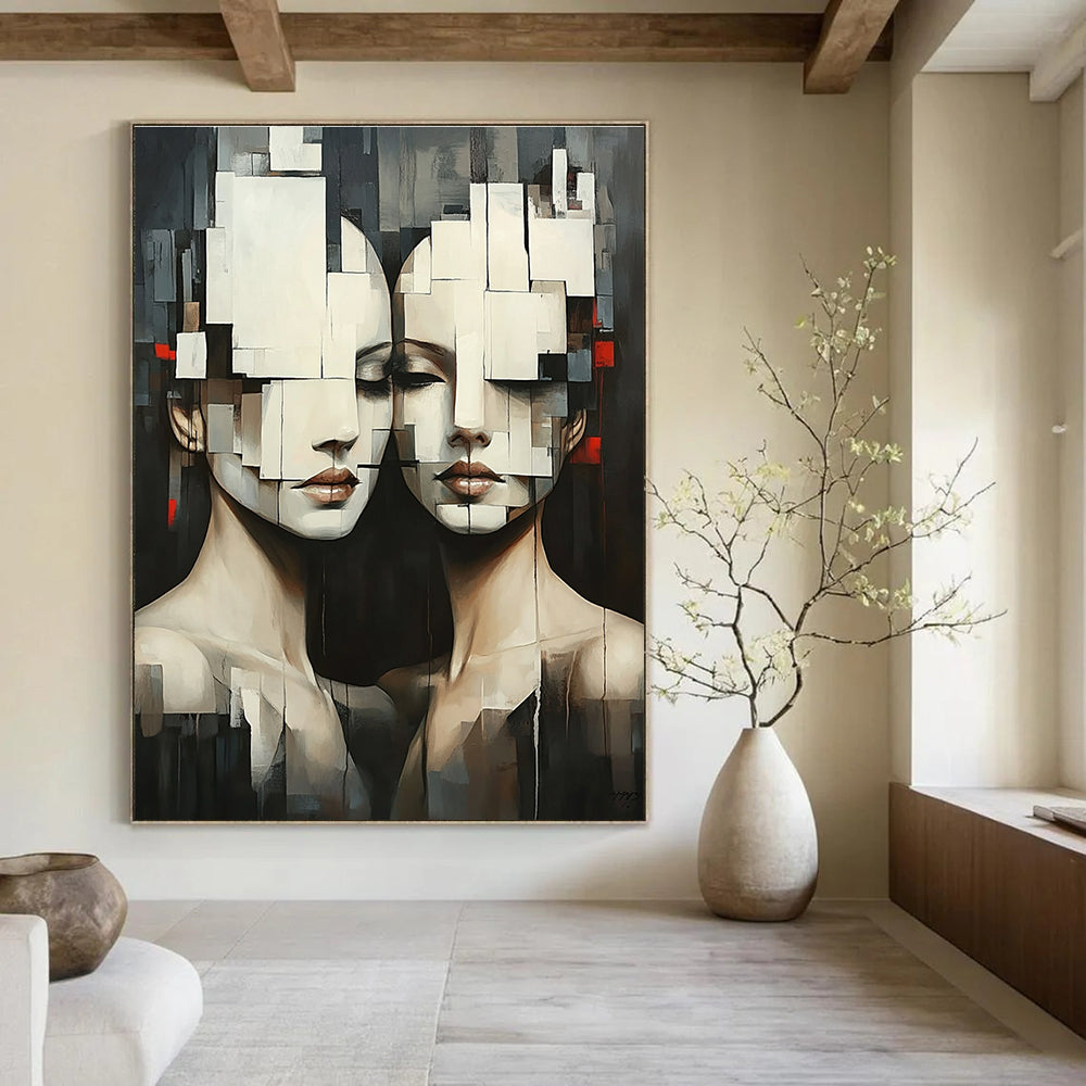 Cubist Faces Modern Abstract Painting for Contemporary Art Lovers GAB1494