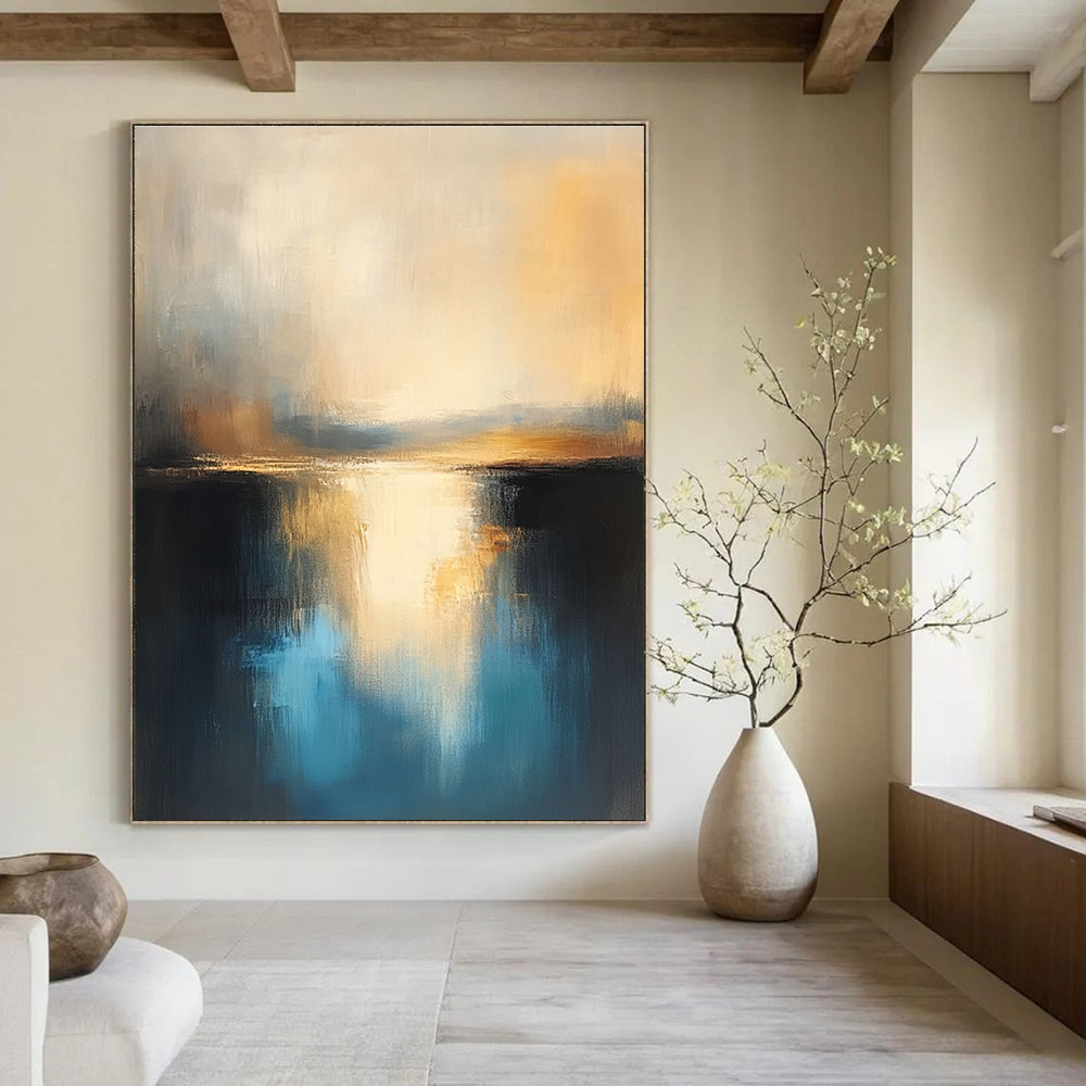 Reflective Horizon - Minimalist Landscape Abstract Painting GAB0629