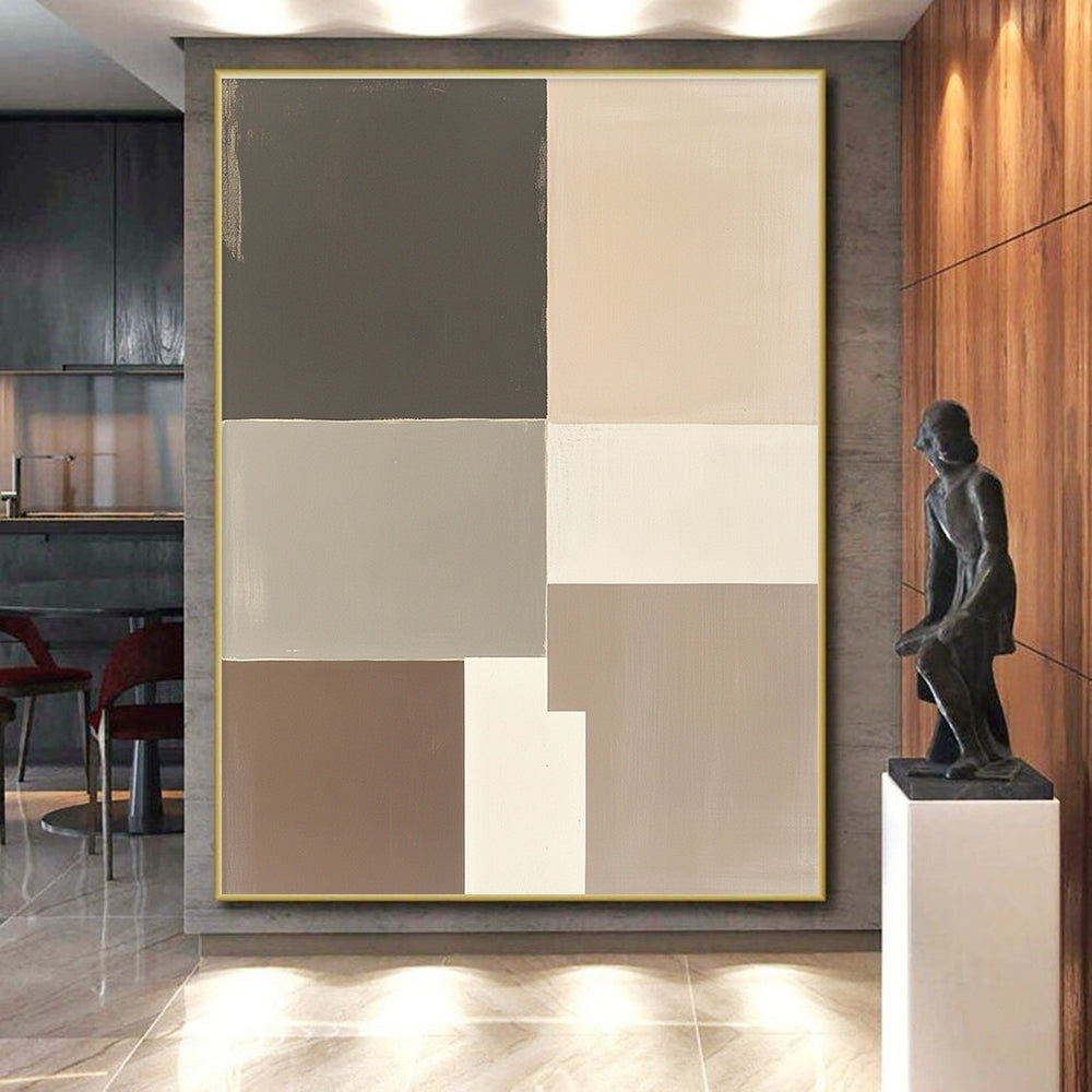 Neutral Color Blocks Abstract Painting with Minimalist Harmony WINK003