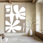 White Floral Shapes on Beige - Stylized Botanical Art GAB0401