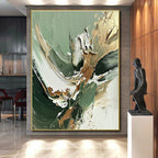 Green - Gold - White Abstract Painting with Natural Luxury WINK536