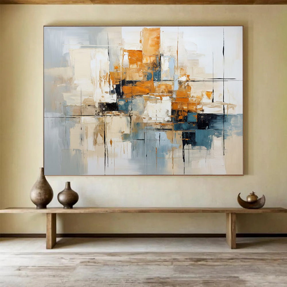Neutral Abstract Composition Painting for Minimalist Spaces YHT006