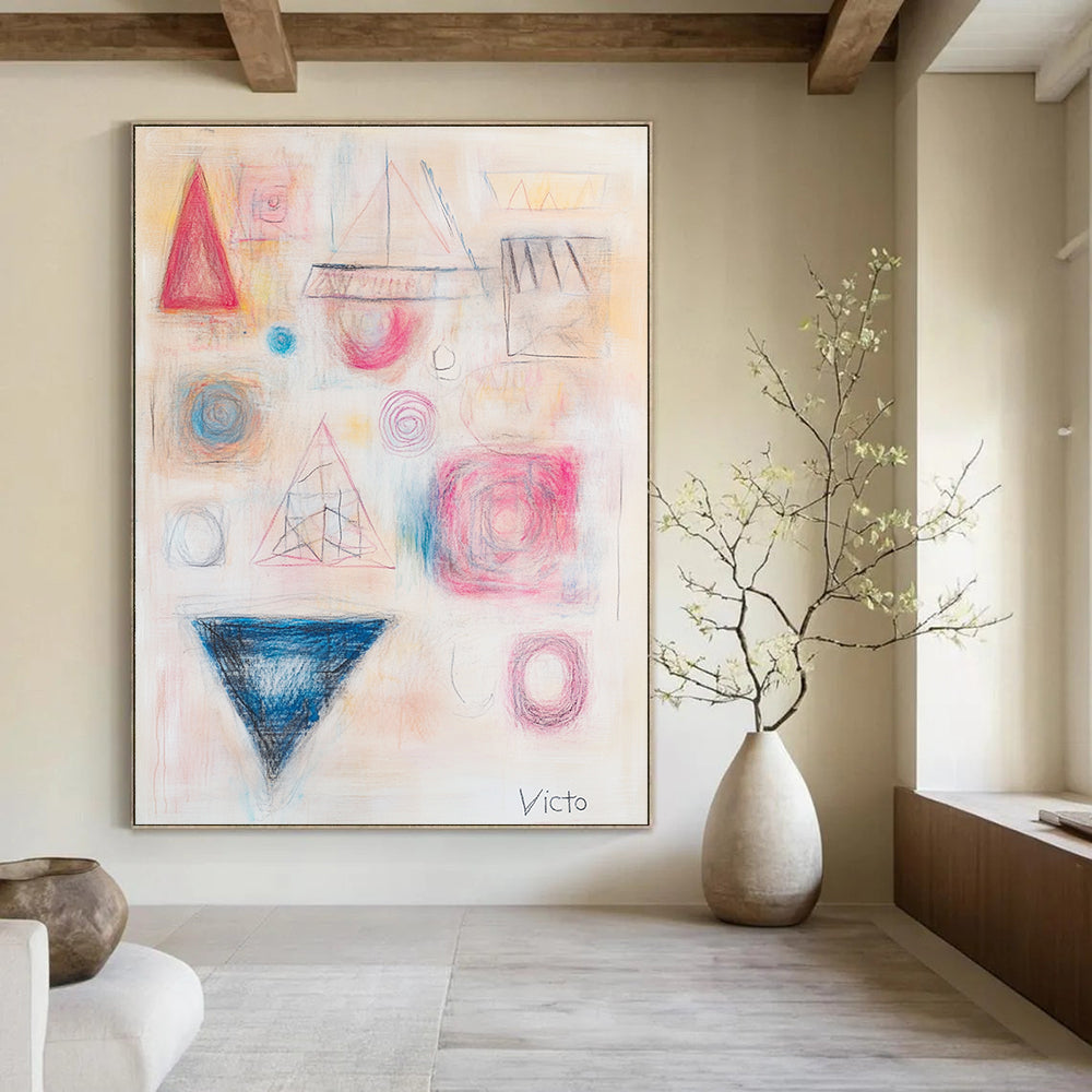 Geometric Pastel Abstract Minimalist Abstract Painting GAB0364