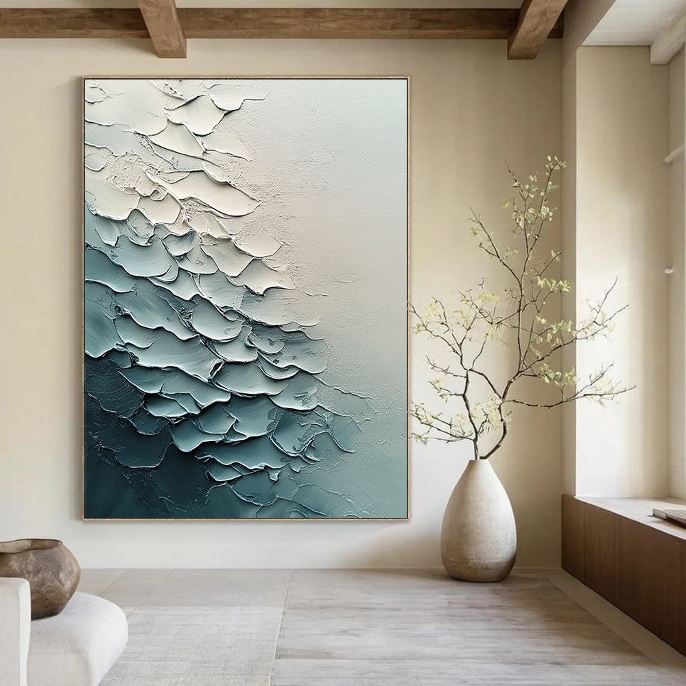 Blue Textured Waves - Minimalist Abstract Painting GAB0636