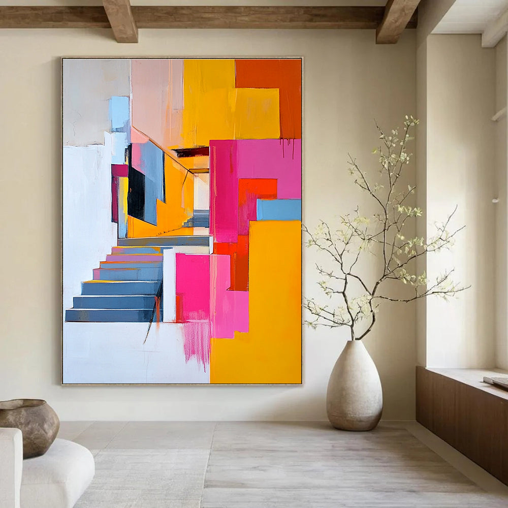 Colorful Abstract Staircase Painting for Modern Home Entrances GAB1140