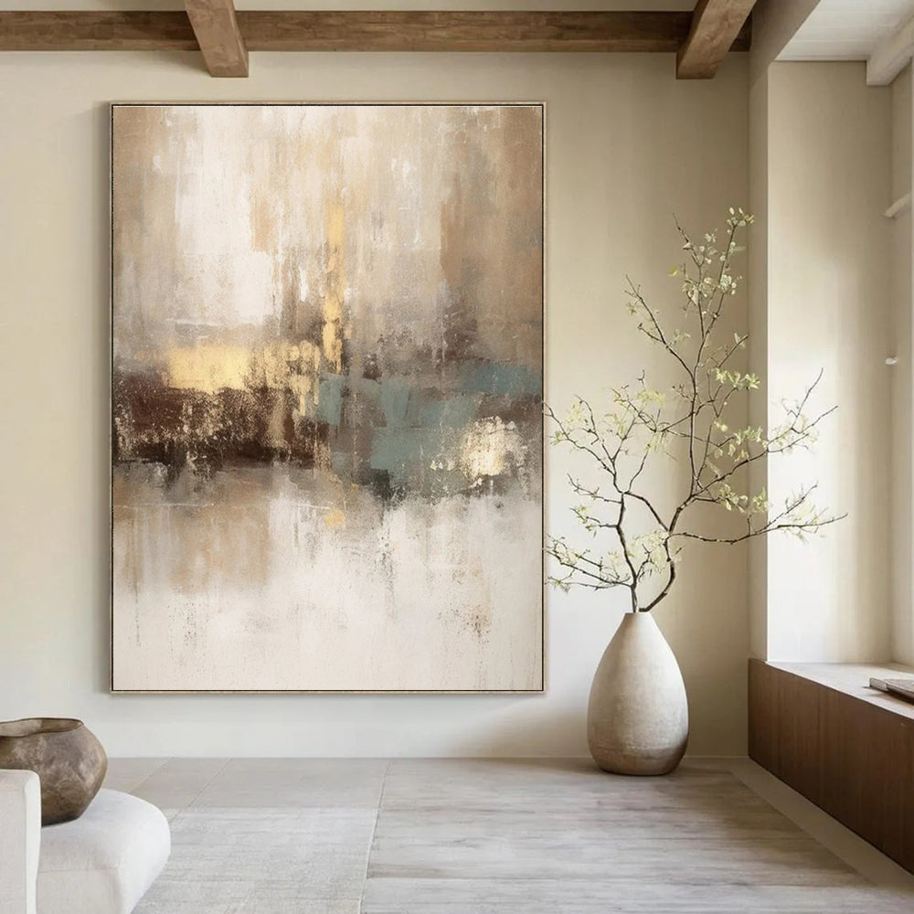 Neutral Tones Abstract Painting for Timeless Home Decor HENG068