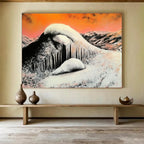 Snowy Mountain with Icicles: Stark Winter Beauty Abstract Painting ABS160