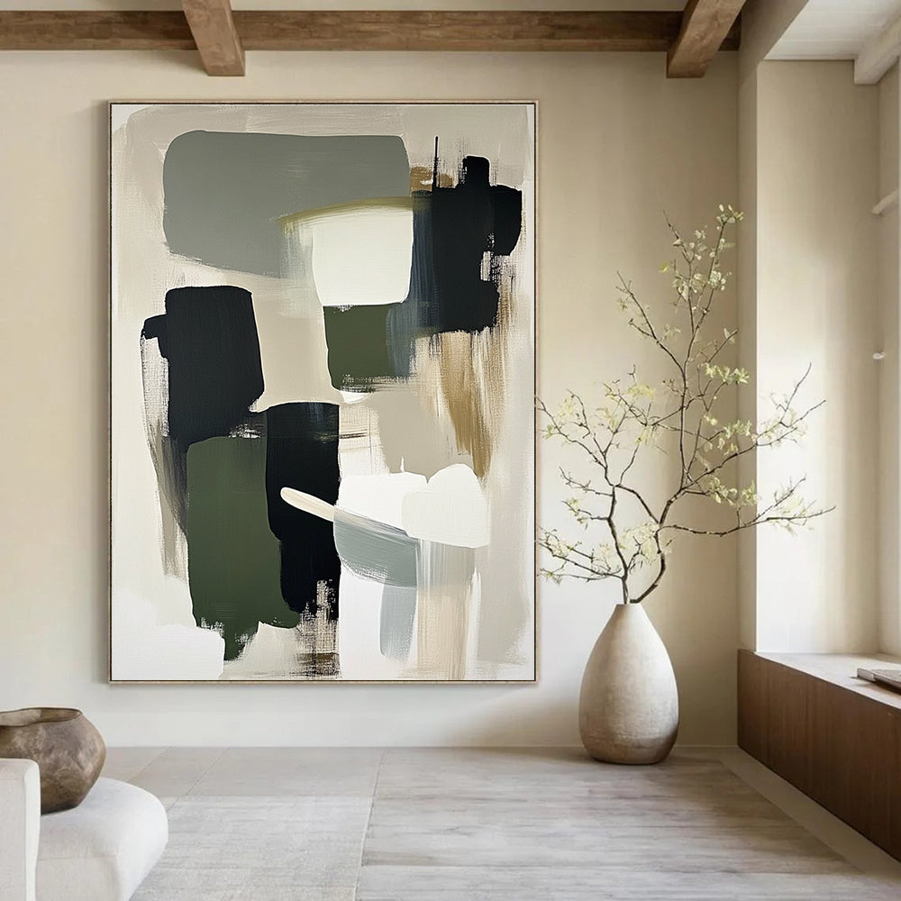 Neutral Tones Abstract Painting for Scandinavian - Inspired Home Offices GAB0923