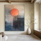 Abstract Sunset with Red Lines Conceptual Landscape Abstract Painting GAB0288