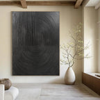 Black Circular Lines Abstract Painting for Minimalist Home Offices GAB1320